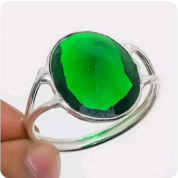 CHROME Diopside Sterling Silver Ring Size 7.25 - Picture 2 of 9